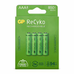 430907 GP Rechargeable AAA Batteries 850mAh NiMH 4PK