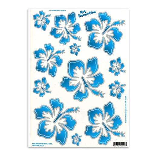 91.05322 MERKLOOS Sticker set hawaiian flowers blue L 340 x 240 mm